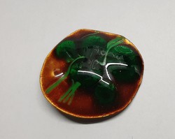 Fire enamel large round brooch with badge