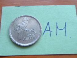 Seychelles 25 cent 1982 copper-nickel, black parrot #am