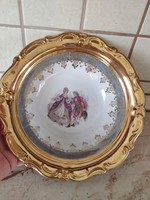 Scenic porcelain bowl with gold border for sale! Beautiful!