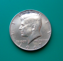USA - 1967 – Kennedy Half Dollar  –  Ezüst ½ Dollár -  Verdejel nélküli