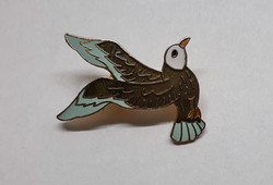 Zománcozott madár  figurális bross , kitűző