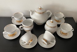 Hollóházi Porcelán “Holdfény” teáskészlet arany díszítéssel - 15 részes