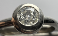 1 Forintról! Szoliter Fehérarany (14k) Briliáns gyűrű, 0,35 ct régi csiszolású fehér kővel (2,7 gr)