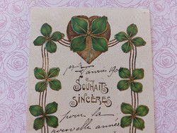 Régi képeslap 1904 dombornyomott levelezőlap lóhere szív