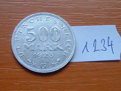 German weimar 500 mark brand 1923 g, g (karlsruhe, aluminum # 1234