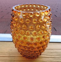 Bütykös borostyán üveg váza