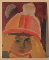 Németh Miklós: Lány sapkában, festmény, 1977