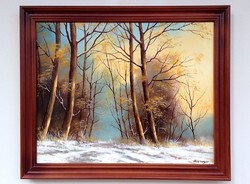 Half price under obermayer (1965-) winter forest framed 48x58cm