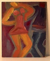 Miklós Németh: dancing couple, painting, 1978