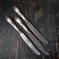Antik ezüstözött orosz kés (3 db)