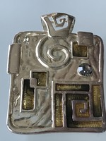 Iparművészeti medál zománc és kristály díszítéssel, 5 x 3,8 cm
