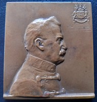 Báró Fejérváry Géza   Bronz plakett (55x51mm) 1909  (Murányi Gyula 1881-1920)