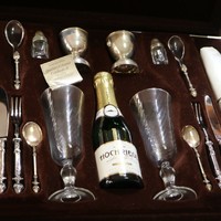 Curious widmann silver picnic set. With certificate