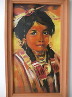 (festmény) Indián kislány portré