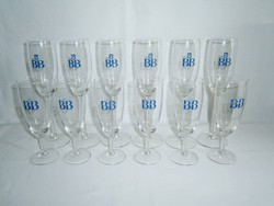 12 db (2 x 6 db) retro BB (Balatonboglár) talpas üveg boros pohár készlet 1,5 - 1,8 dl-es