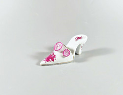 Herend, raspberry-colored apponyi patterned slippers hand-painted porcelain figurine, flawless! (I030)