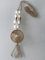 Gold-plated retro necklace with special pendant, 43 cm long double
