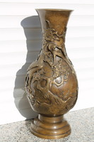Japanese bronze vase with birds and cherry tree in bloom