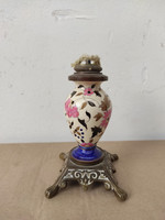 Antique small porcelain kerosene lamp with copper fittings 5021