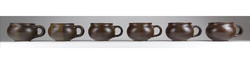 1H756 Régi jelzetlen barna kerámia kávéscsésze 6 darab