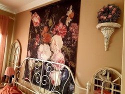 ÚJ! Meseszép hatalmas méretű virágmintás textilkép/fali dekoráció 124 x 145 cm