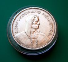 Switzerland - silver 5 francs - tell vilmos - 1953, 