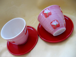 2 db shabby rózsaszín teás, kávés kézzel festett csésze 