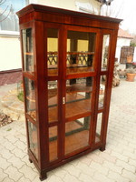 Beautiful, antique, Biedermeier, round glass, mirrored display case / glass cabinet at the back