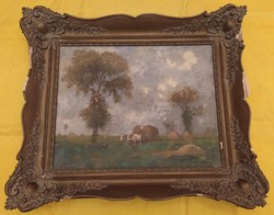 Antique oil painting gilded frame - internal size 38 x 48.5 cm.