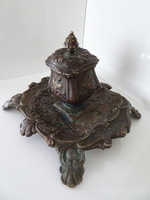 Antik barokk bronz tintatartó-kalamáris.