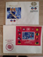 Űrkutatás boríték bélyeg Interkozmosz   Szovjet-Magyar, Szovjet Amerikai közös  FDC