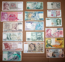 Bankjegy európai papírpénz pénz 17 darab F és VF 1 forintos aukció NMÁ