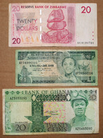 Bankjegy afrikai papírpénz pénz 3 darab F 1 forintos aukció NMÁ