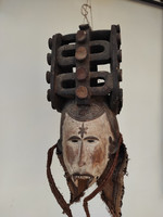 Antik fejtető maszk Igbo népcsoport Nigéria uu Sérült 5087