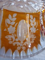 Hántolt, csiszolt ólomüveg kristály tál (32 cm)/dekoratív találó, Calcutta részére