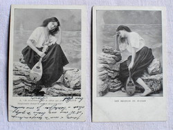 Antik romantikus üdvözlő fotó képeslap sorozatból  2 darab  Mignon