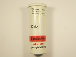 Retro Sandosten Calcium pezsgőtabletta gyógyszeres doboz  - Alkaloida Tiszavasvári - 1980-as évekből