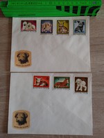 Kölyök háziállatok  kutya cica bárány nyúszi malac   boríték bélyeg   elsőnapi     FDC
