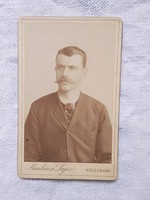 Antique Hungarian cdv / business card / hardback photo portrait of young man, Lajos Munkács studio in Cluj-Napoca