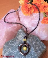 Graceful magnetite (magnet) necklace with heart pendant