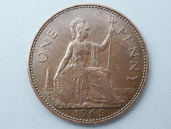 Egyesült Királyság Anglia 1 Penny 1965 érme - Brit Angol 1 penny 1965 külföldi pénzérme