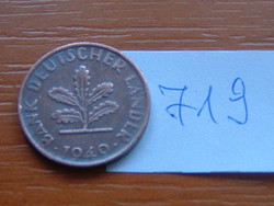 German German Bank of Germany 1 pfennig 1949 g Karlsruhe, steel covered with bronze # 719