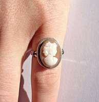 Kámea lapkás ezüst gyűrű