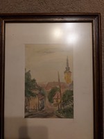 Budafok, péter pál utca, painting by a well-known painter, watercolor