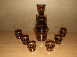 Gyönyörű üveg antik ital likőr pálinka kínáló készlet (9/K)