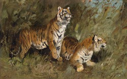 Vastagh géza - tigers in the grass - reprint