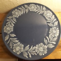 Blue and white Hungarian glazed ceramic large plate