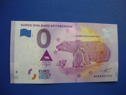 Norway 0 euro 2019 spitzbergen - polar bear! Rare memory paper money!