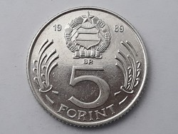 Magyarország 5 Forint 1989 érme - Magyar fém ötös, 5 Ft 1989 pénzérme