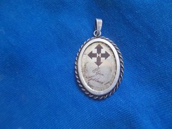 eredeti hungarista ﻿nyilaskeresztes ezüst medál éljen szálasi felírattal fényképpel